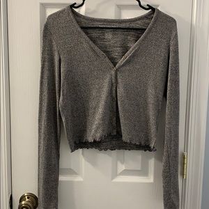 Heather grey American Eagle cropped sweater